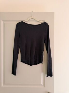 Free people black waffle knit